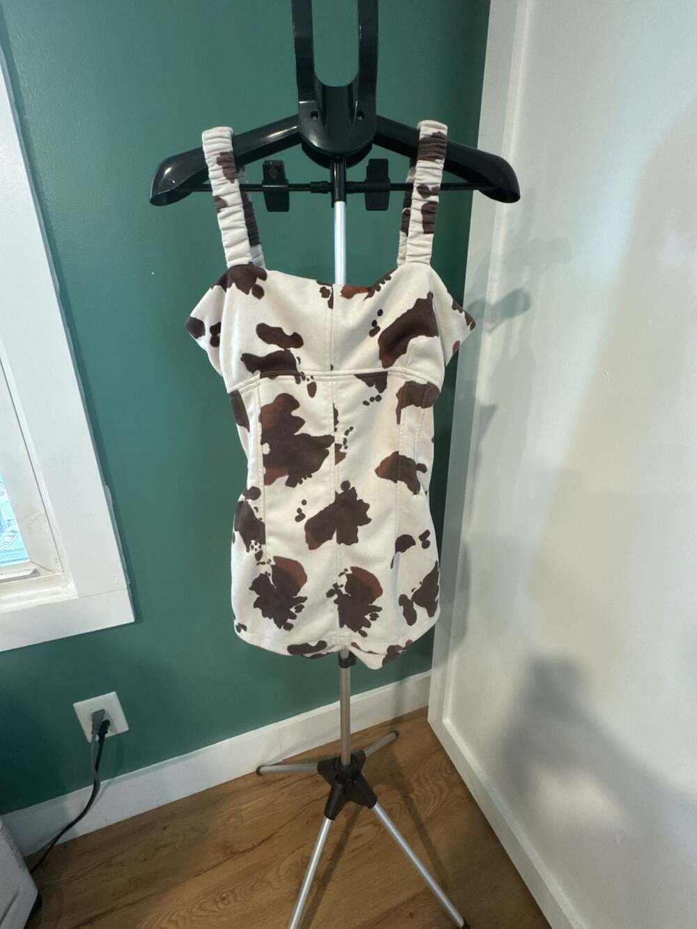 Bae Vely Cow Print Romper Size L Brown White Sleeveless